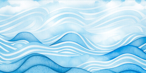 Snow wave winter texture background for copy space text. Blue white wavy flowing lines. Frozen ocean water backdrop. New year holiday season celebration abstract illustration. Web mobile cartoon waves