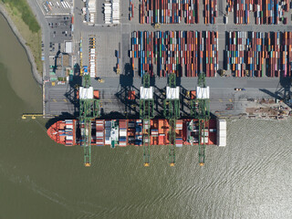 Efficient Maritime Operations: Aerial View of Antwerp's Cutting Edge Container Terminals