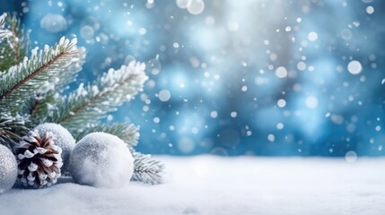 Fototapeta na wymiar christmas background with tree and snow