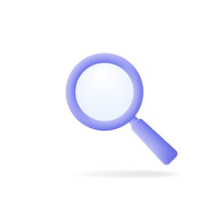Magnifying glass. 3d magnifier for search, research, inspection, investigation, analysis, monitoring concept. Vector illustration of loupe, lens isolated on white background