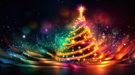Obraz premium abstract christmas tree with lights