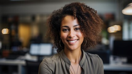 Fototapeta premium black woman professional in casual dress in an accounting office