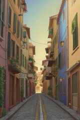 Fototapeta premium street in the town Generative AI 