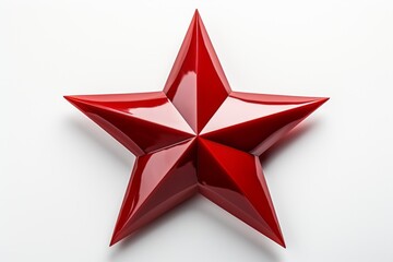 A red star on a light backdrop. Merry christmas and happy new year concept