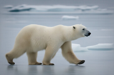 A polar bear walking on ice