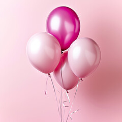 Pink and Silver Balloons on a CLEAN Background