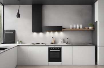 Modern minimal kitchen interior with stove