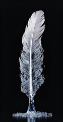 Frozen Feather on a Black Background