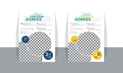 a bundle of 2 templates of a4 flyer layout design, back to school education admission flyer poster, kids school admission flyer template. Flyer brochure cover template for Kids back to school educatio