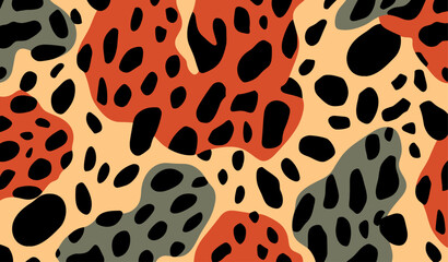 Retro-Inspired 60s and 70s Vector Pattern: Bright Leopard Seamless Design with Chic Cheetah Shapes for Fashion and Home Decor
