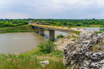 Inscription 1613 Varatic Welcome in Romanian. Entrance to the Moldovan village. Background