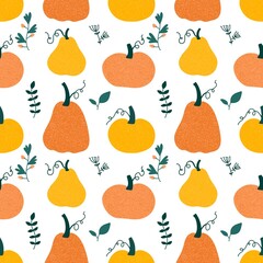 Halloween cartoon pumpkins seamless autumn pattern for festive packaging and wrapping paper and fabrics