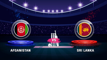 afganistan vs srilanka cricket championship match with flag shield on beautiful stadium background © Faysal
