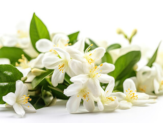 Fototapeta na wymiar Fresh Jasmine Flowers on White Background