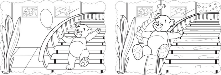 Teddy Bear coloring pages 2 - obrazy, fototapety, plakaty