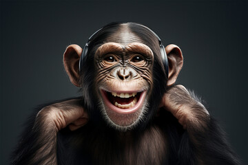 potrait of funny chimpanzee in nature