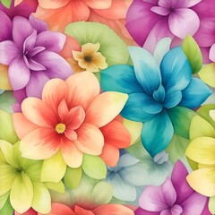 beautiful color flowers pattern, generative ai