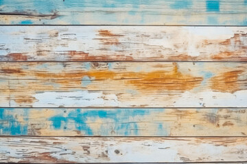 Obraz premium Close up of texture of vintage wood boards with cracked and fainted paint, giving a rustic look