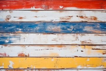 Obraz premium Close up of texture of vintage wood boards with cracked and fainted paint, giving a rustic look