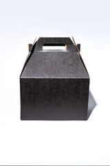 Black Cardboard Gift Box on Solid White Background