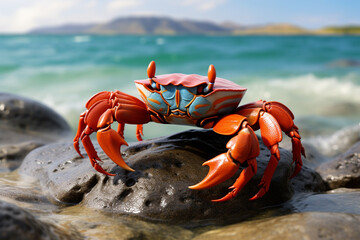 potrait of crab on a rock
