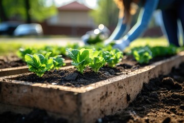 Gardener working in a garden. Generative AI