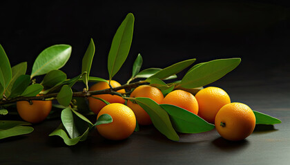 Fresh Kumquat with Leaves on Wooden Surface,Kumquat Fruit Food Regimen
