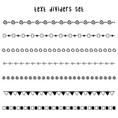 Set of Black and White Text Dividers Vector