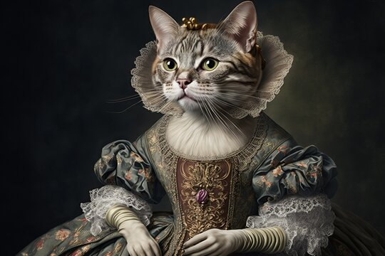 Cat in baroque dress 