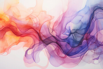 texture of watercolor and alcohol paints. colorful smoke and splash. blue, orange and purple on a white background.