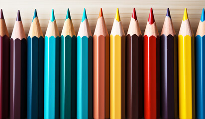 Colored pencils in back to school concept. AI generated