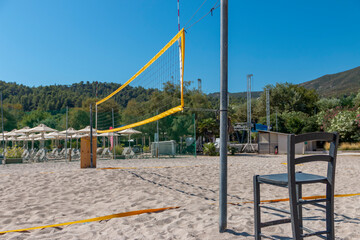 Fototapeta na wymiar Volleyball net on the tropical beach