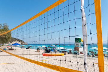 Volleyball net on the tropical beach