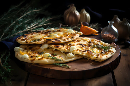 Soparnik - Croatia - Stuffed flatbread made with Swiss chard (Generative AI)