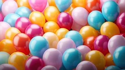 Fototapeta na wymiar colorful birthday balloons arranged in a rainbow pattern