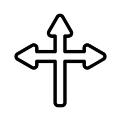
Three way arrow, junction direction sign simple vector for app advertising web banner button ui ux interface element isolated on white background
