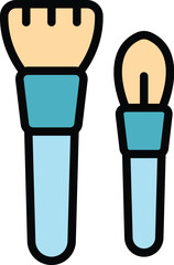 Face brush icon outline vector. Cosmetic makeup. Eye tool color flat
