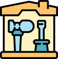 Service remodeling icon outline vector. Wall house. Repair fix color flat