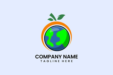 Flat modern simple fruit earth icon symbol logo template vector design illustration