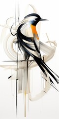bird fowl Abstract modern art painting collage canvas expression illustration artwork