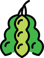 Soybean icon outline vector. Soy food. Bean plant color flat