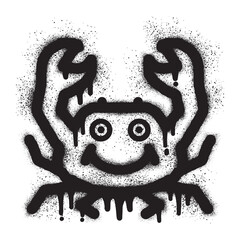 Crab kawaii graffiti with black spray paint