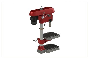 3D design of a bench drill.