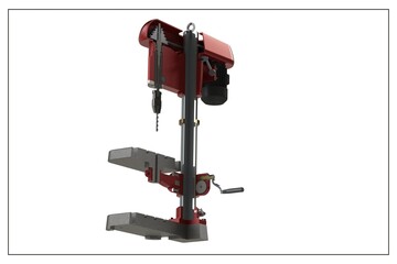 3D design of a bench drill.