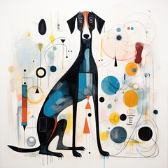 dog puppy abstract caricature surreal playful painting illustration tattoo geometry modern