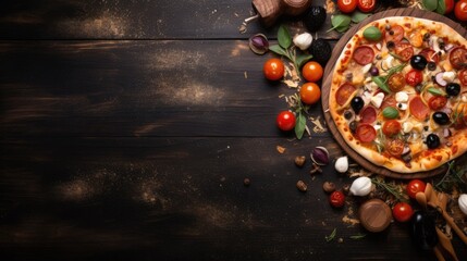 stylish advertising background picture for a pizzeria - stock concepts - obrazy, fototapety, plakaty