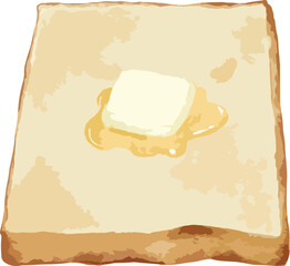 butter on toast Hand drawn watercolor illustration isolated element .