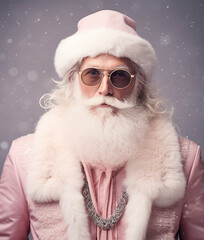 Obraz premium Cool modern Santa Claus in fancy pink costume