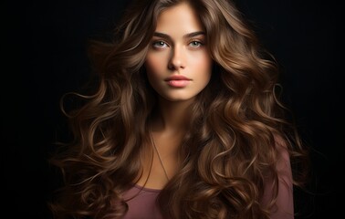 Naklejka premium A young woman with beautiful hair, generative AI