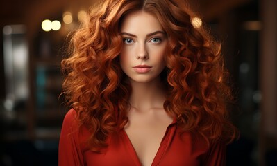 Fototapeta premium A young woman with beautiful hair, generative AI
